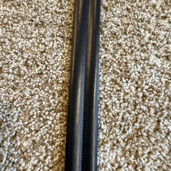 Paul Frederick Men's Big and Tall Black Leather Belt with Silver Buckle - Picture 7 of 10